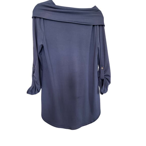 Soft Surroundings knit cowl neck tunic 3/4 sleeves pocket Staple Med Minimalist - Picture 2 of 8